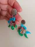 Pendientes de vidrio Peces multicolor