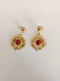 Pendientes Flores doradas y ágatas