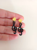Pendientes minis clave de sol y corazón
