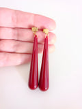Pendientes Lágrimas estilo retro granate
