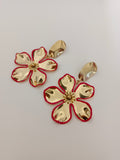 Pendientes maxi Flores doradas y rojas