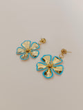 Pendientes Flores doradas y azules