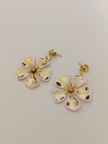 Pendientes Flores doradas y rosas
