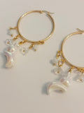 Pendientes argollas Conejitos blancos