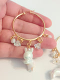 Pendientes argollas Conejitos blancos