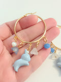 Pendientes argollas Conejitos azules