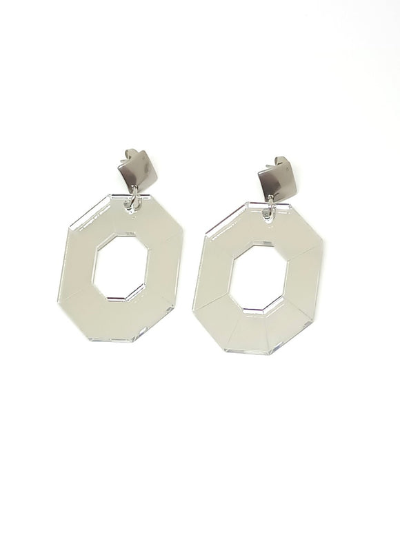 Art Deco octagon mirror earrings