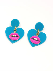 Mouths and heart earrings