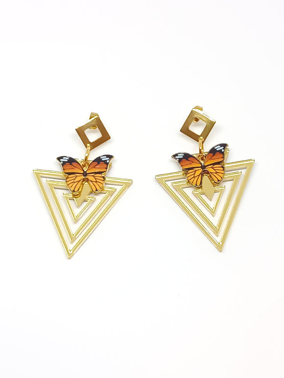 Butterfly and triangle earrings