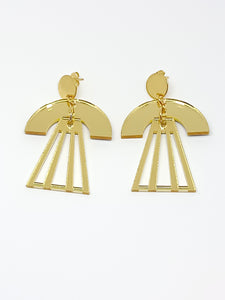 Art Deco golden mirror earrings