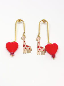 Heart and Giraffe Earrings 
