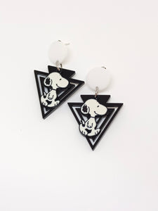 Dog and triangle earrings