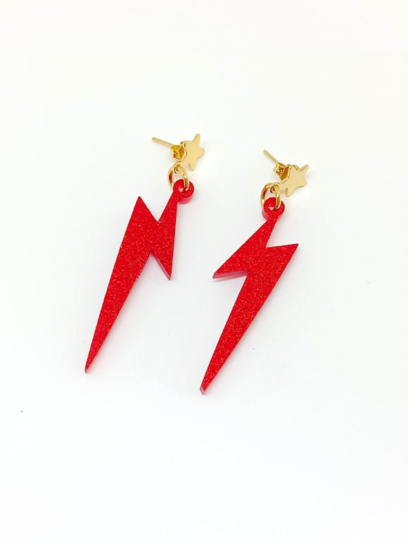 Red glitter rays earrings