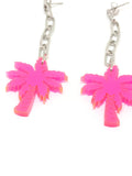 Pink neon palm trees earrings
