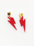 Pendientes Rayos rojo glitter