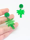 Green Palm Tree Earrings