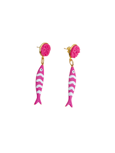 Pendientes Peces de rayas rosas