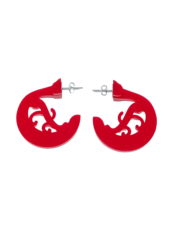 Red canary hoop earrings 