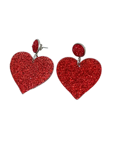 Pendientes Corazones rojo glitter