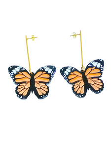 Pendientes Mariposa Monarca roja