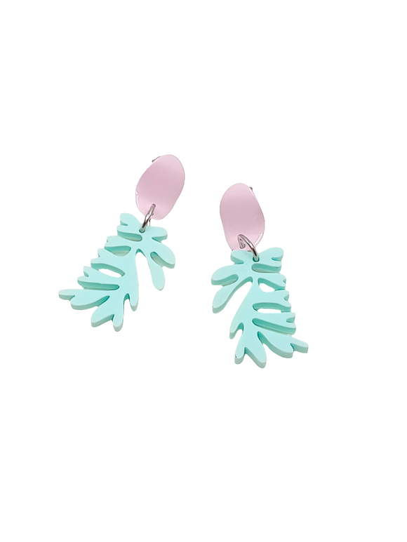 Pendientes Algas azul pastel