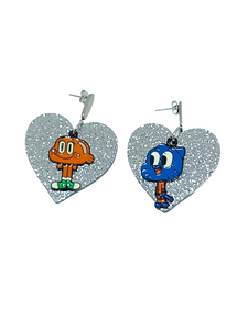 Pendientes corazones Darwin y Gumball