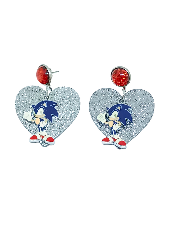 Pendientes  Erizo Sonic y corazón