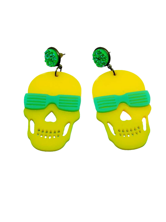Pendientes Calavera con gafas