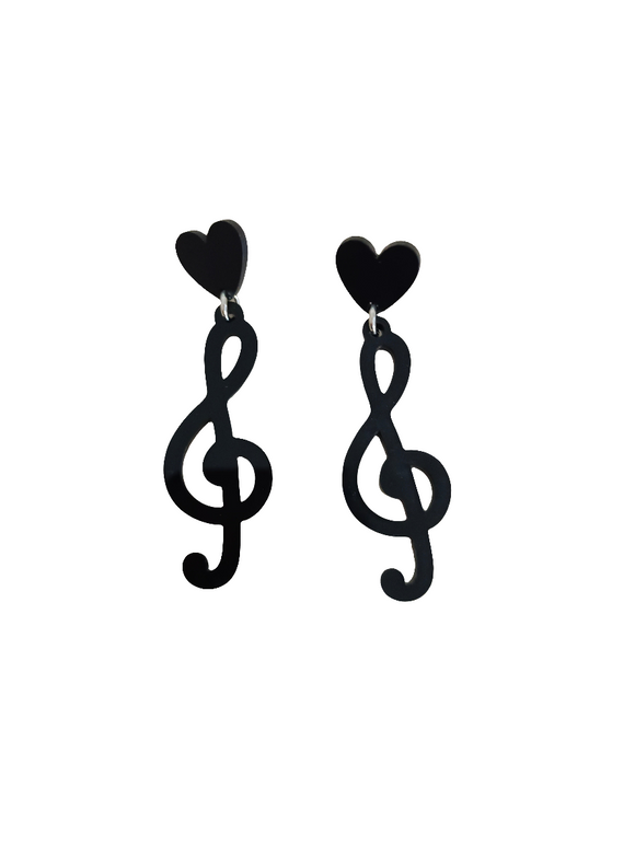 Pendientes clave de sol y corazón
