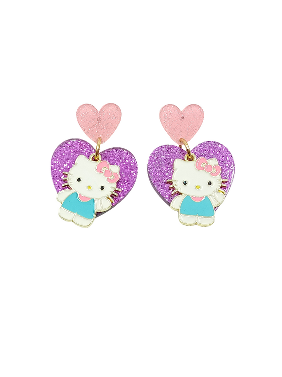 Pendientes Kitty y corazón