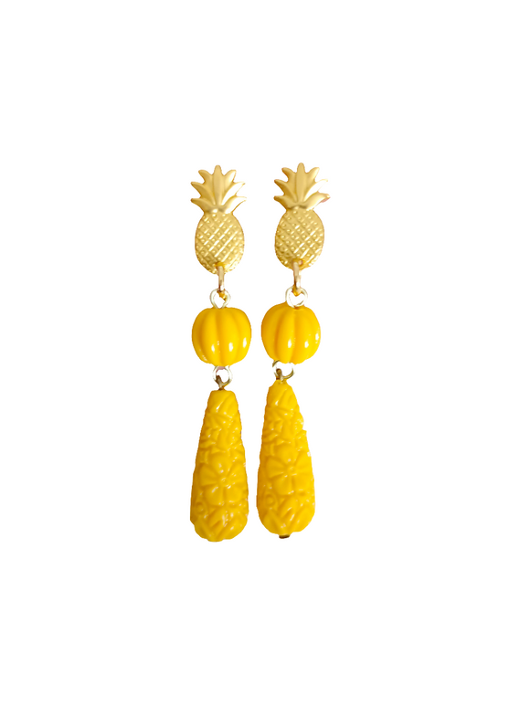 Pendientes Lágrimas y piñas amarillas