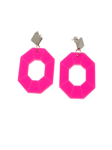 Pendientes Art Déco octógonos rosas