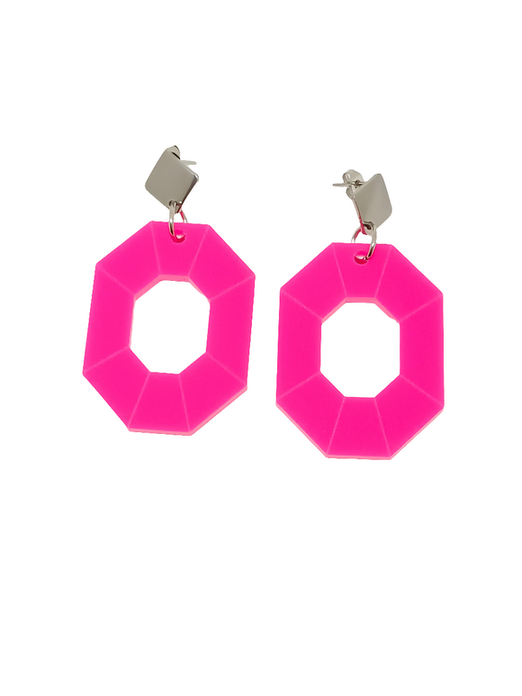 Art Deco pink octagon earrings