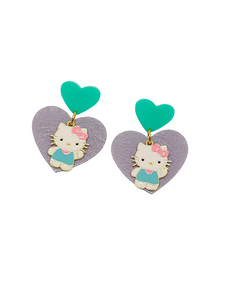 Pendientes Kitty y corazón