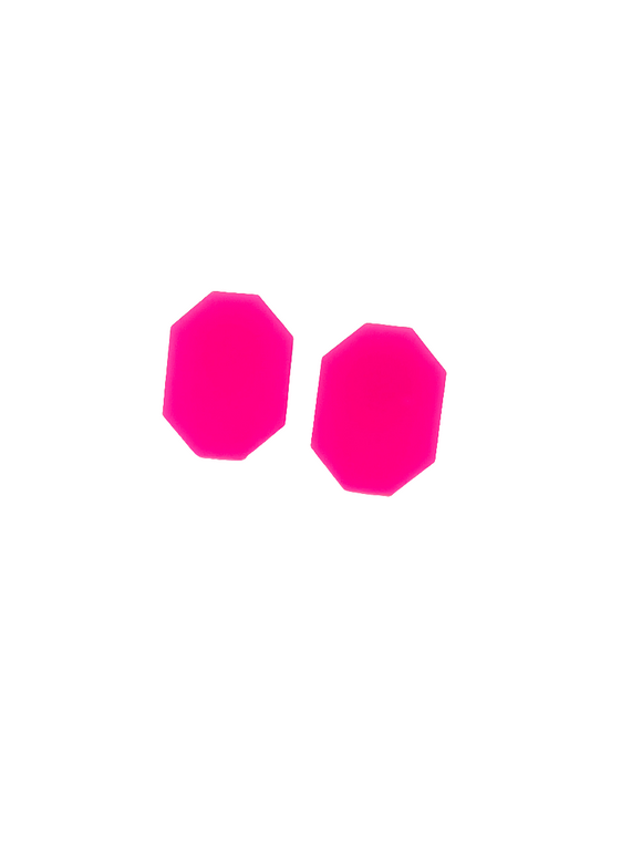 Art Deco pink octagon button earrings