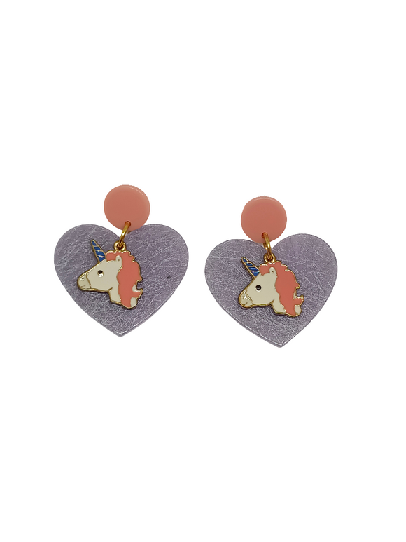 Pendientes Unicornio y corazón