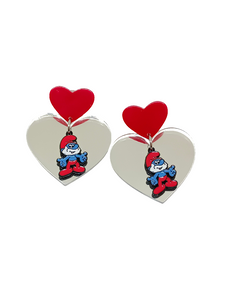 Pendientes Papá Pitufo y corazón