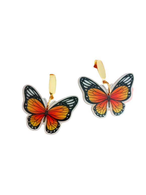 Pendientes Mariposa Monarca roja