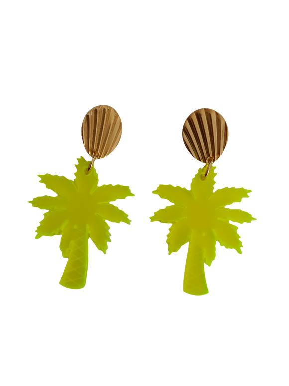 Pendientes Palmeras neón amarillo