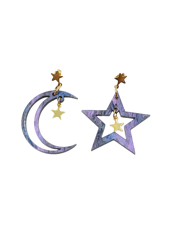Pendientes Estrella y luna galaxia
