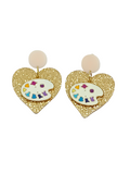 Pendientes Paleta de pintora y corazones