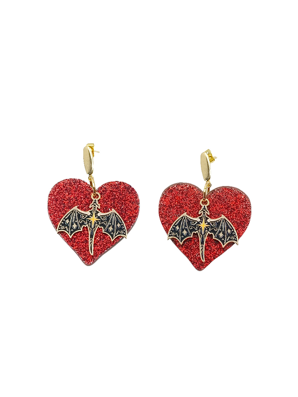 Pendientes Dragón Empíreo y corazón