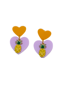 Pendientes Corazón y Piña tropical