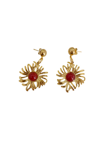 Pendientes Flores doradas y ágatas