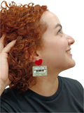 Pendientes Cassettes corazones rojos