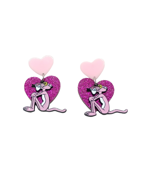 Pendientes Pantera rosa y corazón