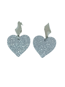 Pendientes Corazones plateado glitter