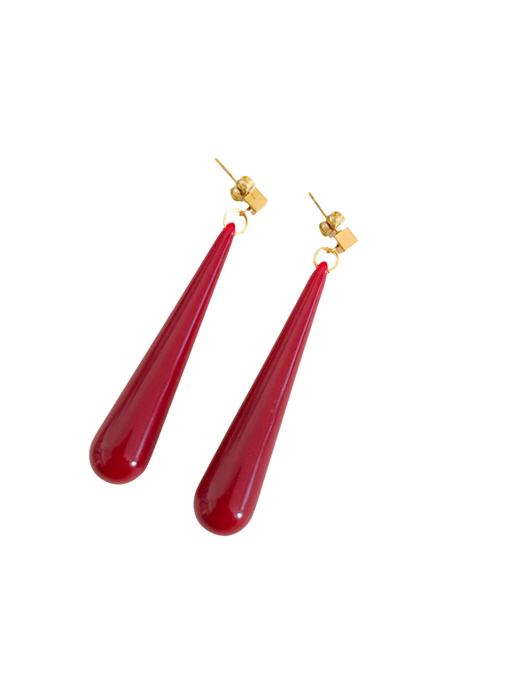 Pendientes Lágrimas estilo retro granate