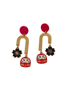 Pendientes Daruma y sakura