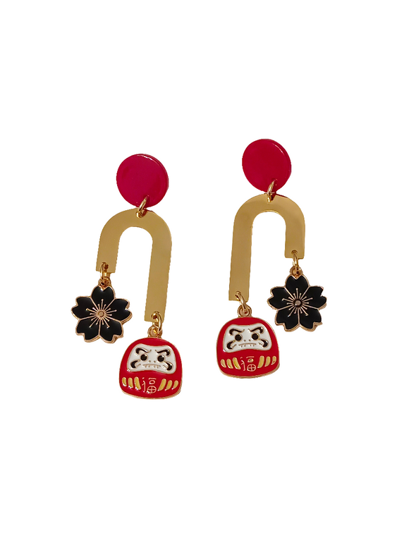 Pendientes Daruma y sakura